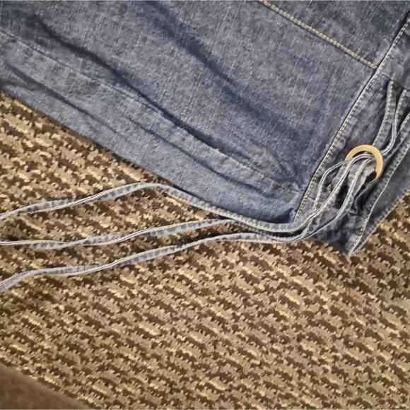 Calvin Klein Wide Leg Side Tie Denim Jeans 2 Boho 70s Look Festival Hippie EDM - Picture 5 of 12